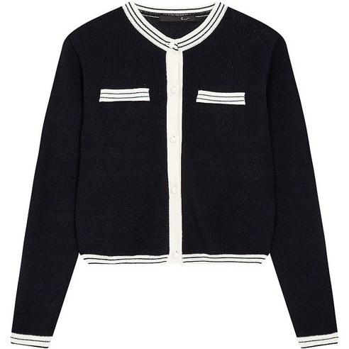 지컷 여성용 스트라이프 트리밍 니트 가디건 7253250101