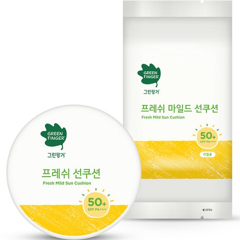 그린핑거 프레쉬 마일드 선쿠션 세트 본품 12g + 리필 12g SPF50 PA++++, 24g, 1세트