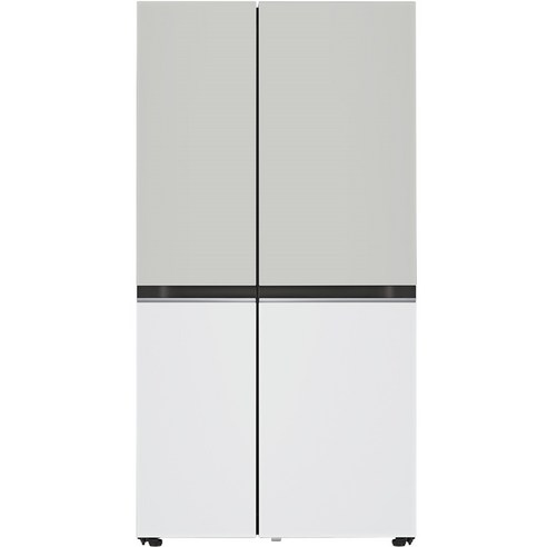   [색상선택형] LG전자 디오스 오브제 컬렉션 양문형 냉장고 메탈 방문설치, 그레이(상단), 화이트(하단), S634MGW12Q