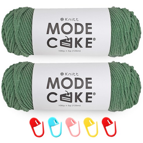 니뜨 모드케이크 뜨개실 100g 2p + 단수링 5p 세트, 16풀색 + 랜덤 발송, 1세트