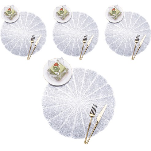 유럽스타일 PVC 테이블 매트 4p, 실버, 38cm