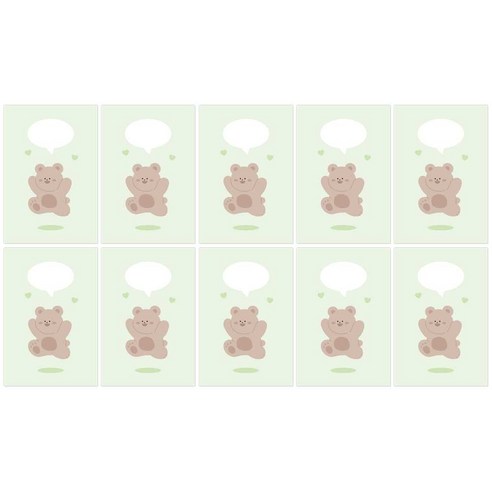 도나앤데코 동물친구의 말풍선 엽서 10p + 봉투 10p + 스티커 10p 세트, 052 반가워요 곰돌이, 1세트