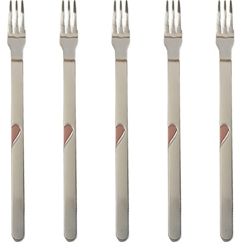 윌리브 국산 304 스텐 콤비 하트 커트러리 티포크 레드, 5개, 단품