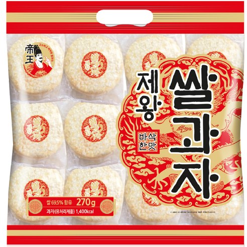 제왕 쌀과자 바삭한맛 원형, 270g, 1개