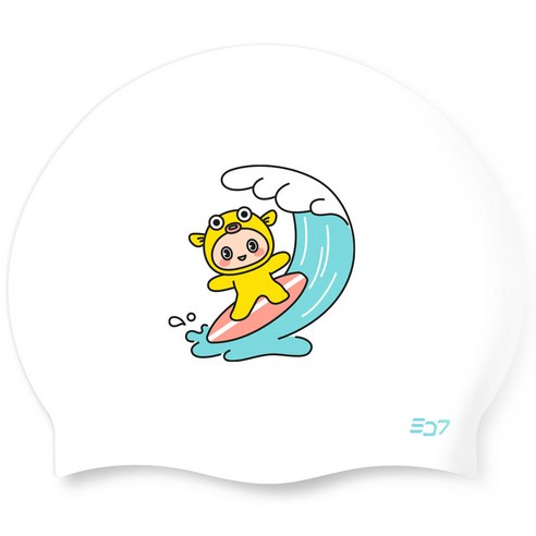 SD7 성인용 실리콘 수영모자 SGL-CA378, 서핑 핀보 화이트
