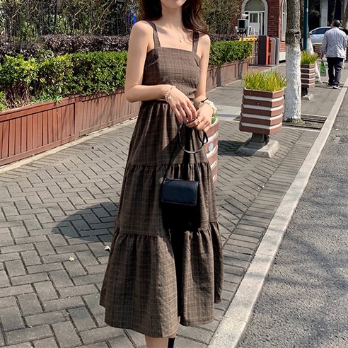 원피스  페이퍼먼츠 스퀘어넥 레트로 민소매 캉캉 원피스 04183