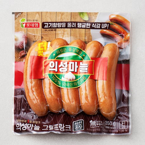 롯데햄 의성마늘 그릴프랑크 소시지, 350g, 6개 백설숯불갈비후랑크