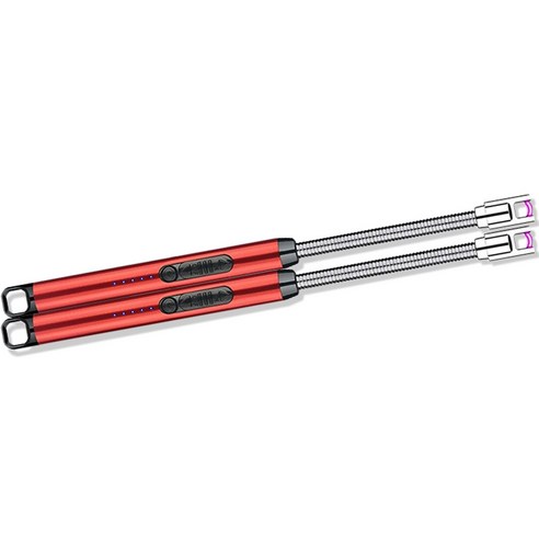 노바리빙 플렉시블 USB 충전식 플라즈마 라이터, 레드, 2개