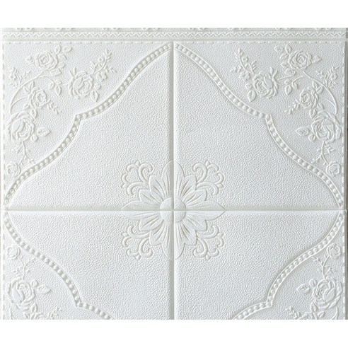 욜로라이프 3D 입체 자체 접착 벽 스티커 폼블럭 70 x 77cm, Aix 화이트, 1개