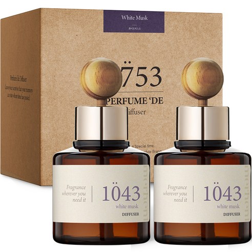 메르헨트 퍼퓸 드 차량용 디퓨저 80ml 본품 2개 + 우드볼 2개 + 부착 스티커, 화이트머스크, 1세트