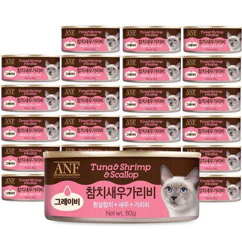 ANF 고양이 참치새우가리비 그레이비캔, 혼합맛(흰살참치/새우/가리비), 80g, 24개
