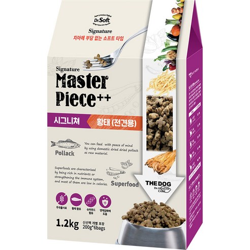 더독 전연령용 닥터소프트 명작 시그니처 습식소프트 강아지 사료 황태, 생선, 1.2kg, 1개