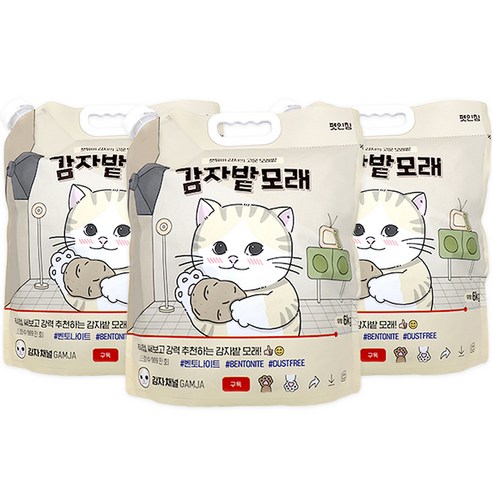 펫인칭 고양이 벤토나이트 감자밭 모래, 6kg, 3개, 무향