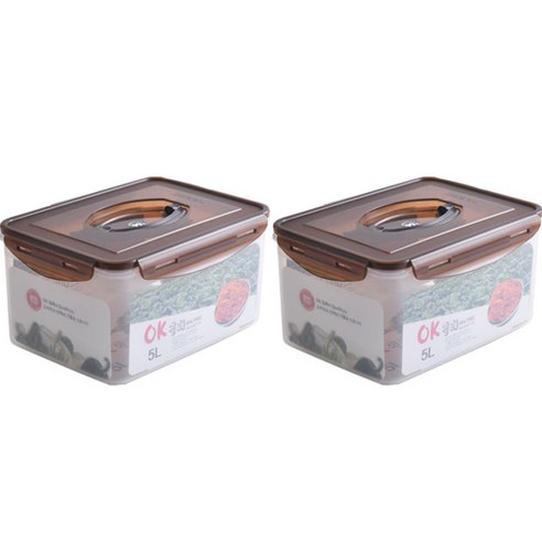 OK밀폐 대형 업소용 사각 대용량 김치통, 5L, 2개