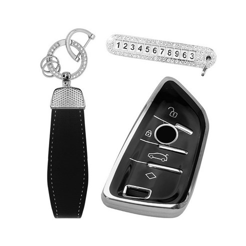 카템 엣지라인 풀커버 스마트키 케이스 풀세트, 블랙실버, BMW 02