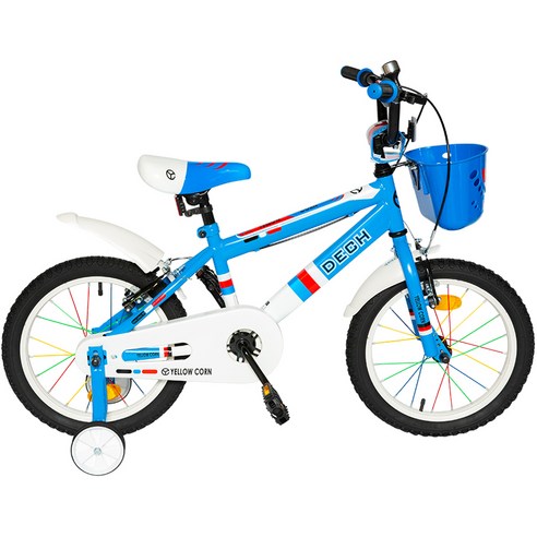 옐로우콘 아동용 데크 18형 네발 보조 바퀴 자전거, 블루, 길이 126cm 
자전거