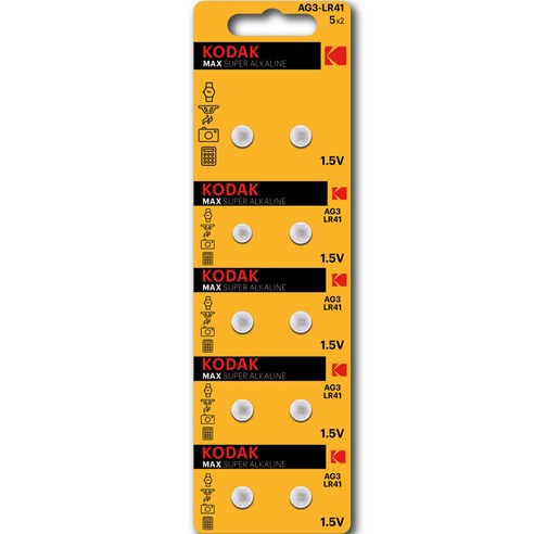 코닥 MAX 1.5V 알카라인 버튼셀 건전지 LR41(AG3), 10개입, 1개