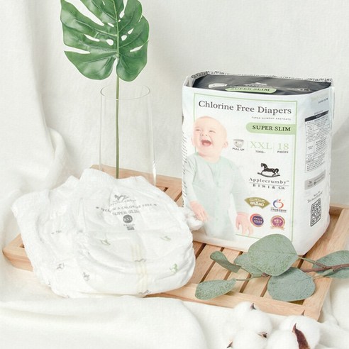 섬세한 아기를 위한 궁극의 편안함, 애플크럼비 프리미엄 슈퍼슬림 팬티형 기저귀