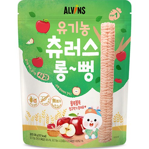 엘빈즈 유아용 츄러스 롱뻥 STEP1, 사과맛, 30g, 1개