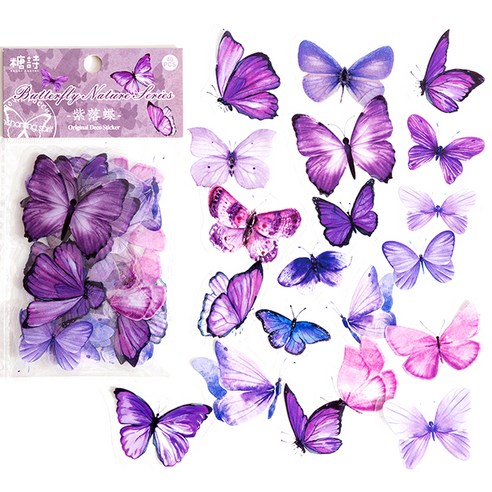 올리브파티 나비 다꾸 빈티지 스티커 20종 x 2p 세트, 퍼플, 1세트