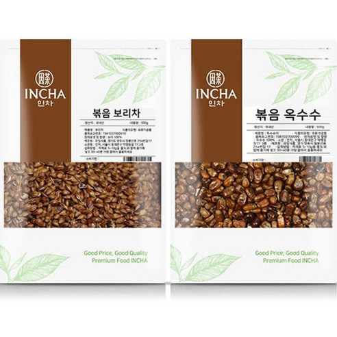 인차 볶은 보리차 500g + 볶은 옥수수차 500g 세트, 1kg, 1세트