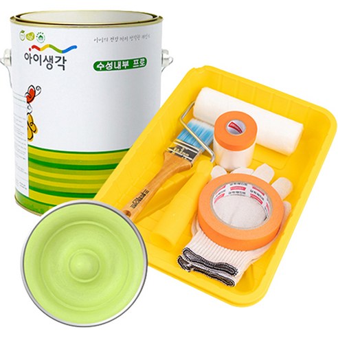 삼화페인트 아이생각 친환경 수성내부 프로 4L 페인트 도구세트, 스프링그린, 4000ml, 1개
