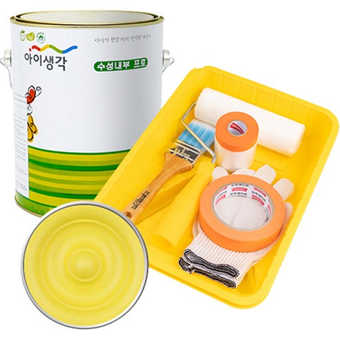 삼화페인트 아이생각 친환경 수성내부 프로 4L 페인트 도구세트, 썬옐로우, 4000ml, 1개