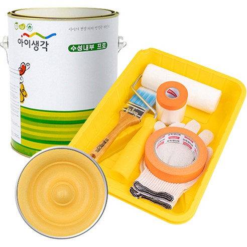 삼화페인트 아이생각 친환경 수성내부 프로 4L 페인트 도구세트, 오렌지옐로우, 4000ml, 1개