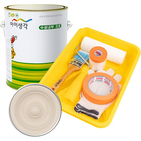 삼화페인트 아이생각 친환경 수성내부 프로 4L 페인트 도구세트, 아도브베이지, 4000ml, 1개