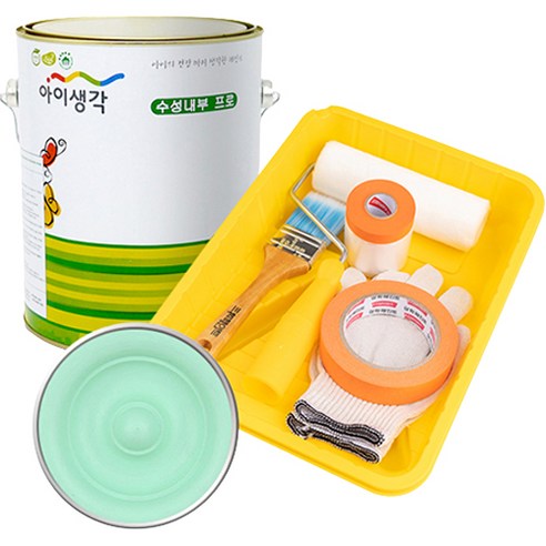 삼화페인트 아이생각 친환경 수성내부 프로 4L 페인트 도구세트, 베이비그린, 4000ml, 1개