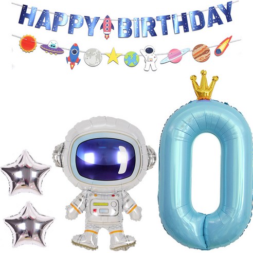 조이파티 우주인 생일파티 풍선 세트, 0, 1세트