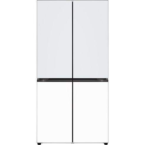 [색상선택형] LG전자 오브제컬렉션 디오스 4도어 냉장고 글라스 방문설치, 크림 스카이 + 크림 화이트, M874GYW031S