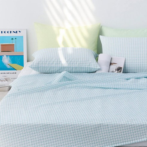 아망떼 허니듀 체크 시어서커 리플 홑이불 패드 세트