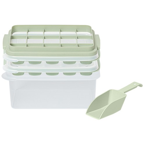 이지앤프리 아이스쏙 푸쉬 15구 얼음트레이 스쿱 5종 세트 옵션2, 화이트