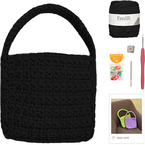 야나 에밀리 스타백 뜨개질 DIY 패키지, 22 블랙, 1개