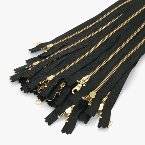 YKK 금색 메탈지퍼 3호 40cm, 블랙, 25개