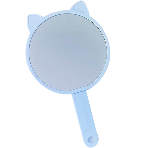 더블제이 브러쉬 2in1 일체형 고양이 손거울, 블루, 1개