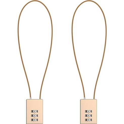 트래블큐브 스퀘어 스테인레스 코팅 롱케이블 3다이얼 자물쇠 골드 50cm, 2개