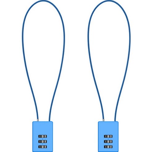 트래블큐브 스퀘어 스테인레스 코팅 롱케이블 3다이얼 자물쇠 블루 50cm, 2개