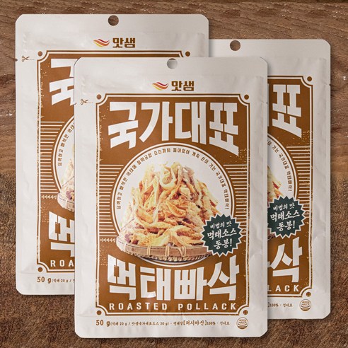 노브랜드 먹태깡  맛샘 국가대표 먹태빠삭, 50g, 3봉