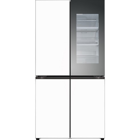 [색상선택형] LG 디오스 오브제컬렉션 노크온 매직스페이스 양문형 4도어 냉장고 방문설치 크림 화이트 + 크림 화이트, M874GWW451S 섬네일