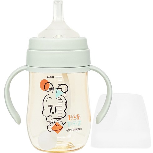 밥독 PPSU 베베쪽쪽 빨대컵 180ml, 민트, 1개