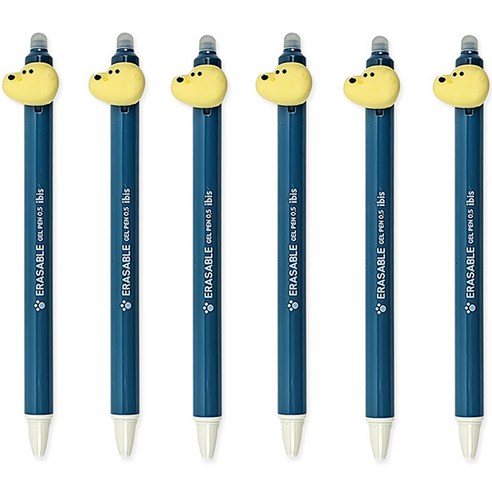 아이비스 지워지는 동물친구들 젤펜 0.5mm, 블루, 6개