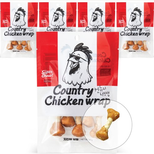 슈퍼츄 강아지 컨츄리 치킨랩 비스킷 간식, 치킨맛, 80g, 5개