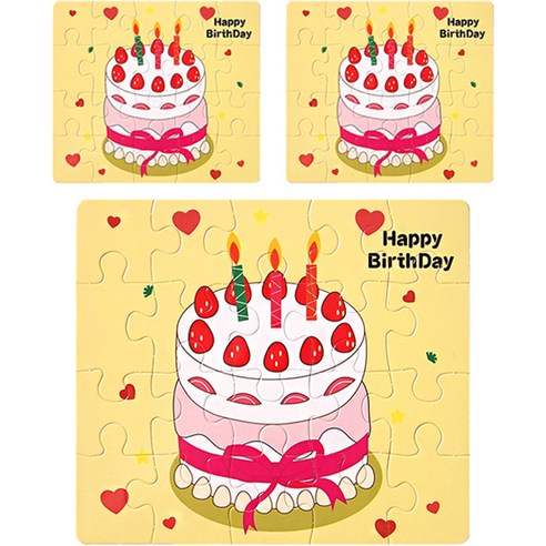 일러스트 퍼즐 편지지 + 봉투 세트, 리본케익생일축하, 3개
