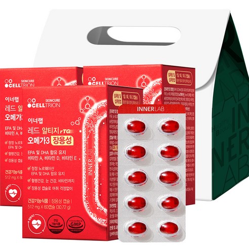 이너랩 레드 알티지 오메가3 장용성 선물세트, 60정, 3개