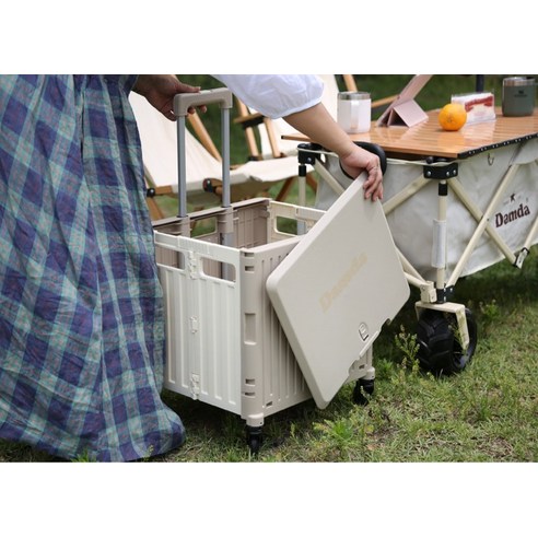 이소품 담다 접이식 쇼핑카트 4바퀴, 탄 + 아이보리, 1개