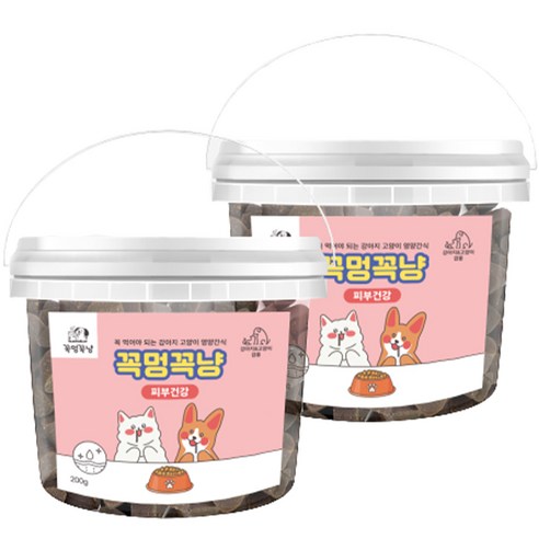 꼭멍꼭냥 강아지 고양이 영양간식 피부건강, 오리, 200g, 2개