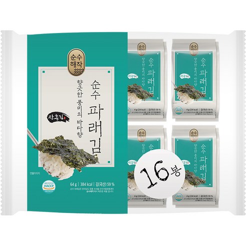 순수해작 순수 파래 도시락김 16p, 64g, 1개
