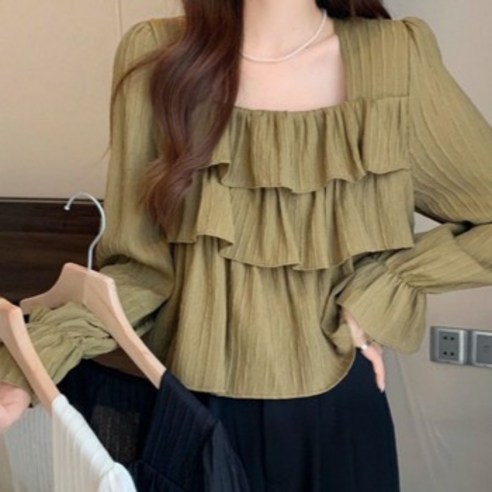Goodiff 女襯衫康康舞襯衫長袖襯衫秋季襯衫婚禮嘉賓相親四個季節